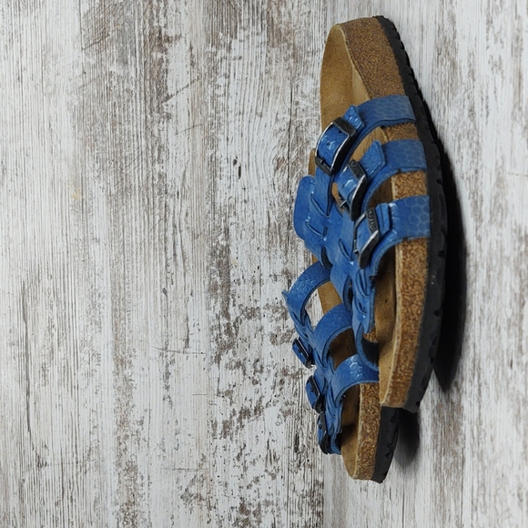 🟦Sz 37 Like New Birkenstock Blue Triple Strap Slide Sandal - Picture 4 of 16